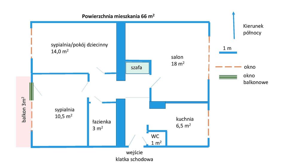 Mieszkanie 66m3, trzy pokoje w centrum Nowego Dworu Mazowieckiego