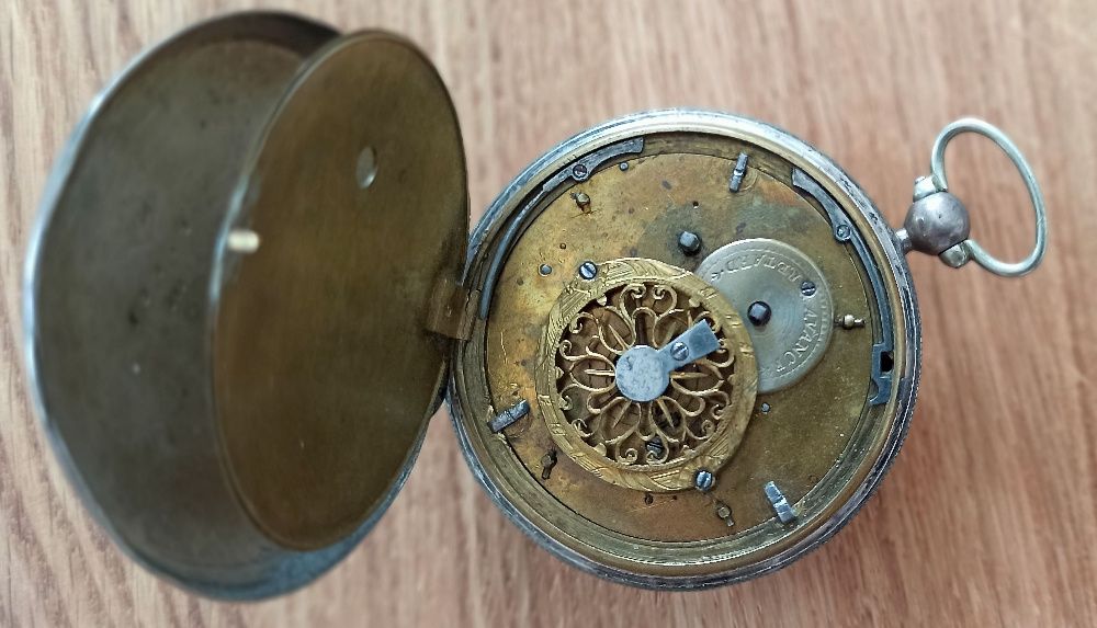 antyczny zegarek kieszonkowy - szwajcar w srebrze