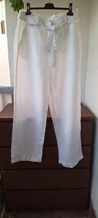 Spodnie lniane białe damskie