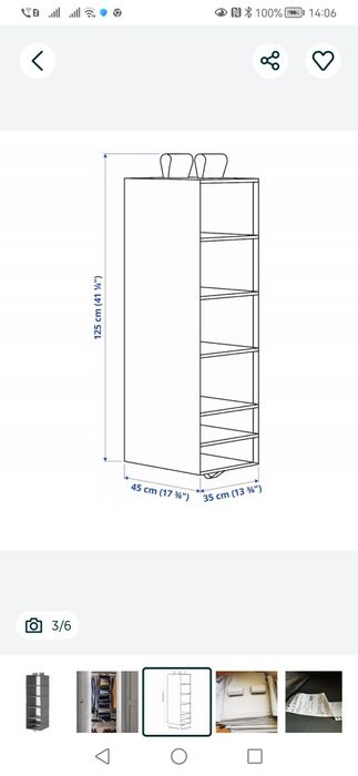 Półki wiszące do szafy Ikea Skubb szare 35x45x125 cm idealny stan