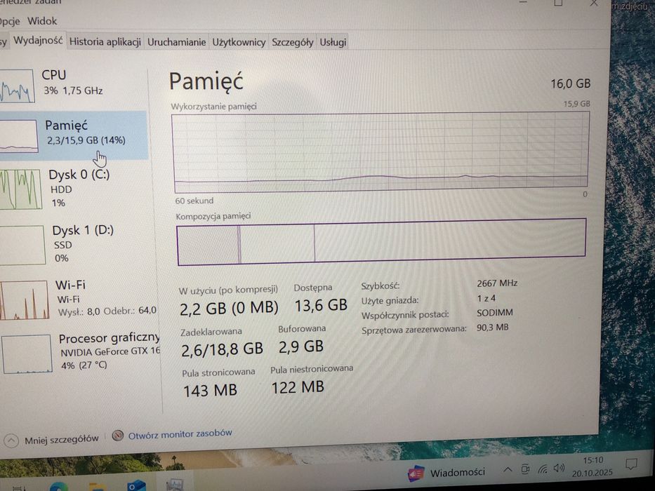 Komputer Msi Infinite S Gamingowy GTX 1660 Ram 16 Gb 1 TB i5 9 gen
