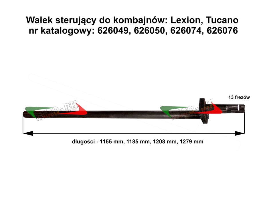 Wałek sterujący Claas Lexion Tucano (dłuższy)