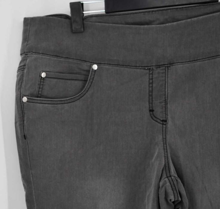 Elastyczne jeansy na gumce Bonprix 52 proste nogawki plus size szare