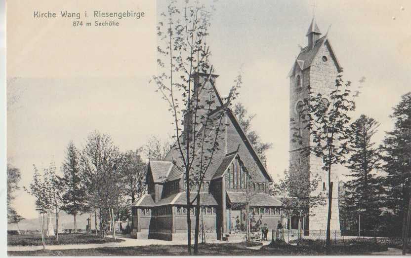 Stara pocztówka Świątynia Wang Karpacz Bierutowice