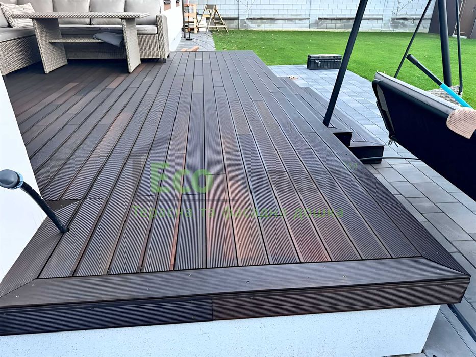 Термодерево. Термоясень - терасна дошка. Гладка/рифлена виробництво!