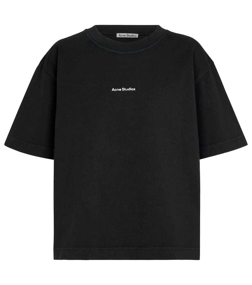 Футболка Acne Studios Logo cotton jersey T-shirt Black