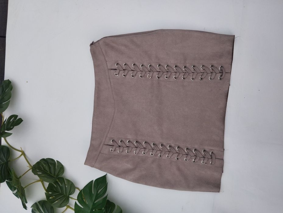 Spódnica welurowa zamszowa sznurowana jesień zima