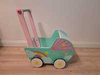 Drewniany wózek dla lalek Elephun, dla dzieci, pchacz, chodzik
