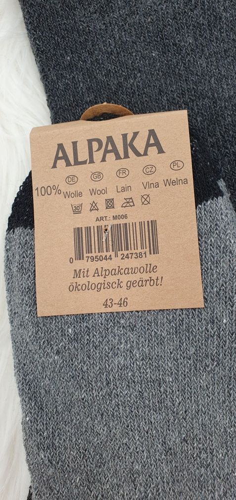 Grube zimowe skarpety męskie 43-46 wełna z Alpaki