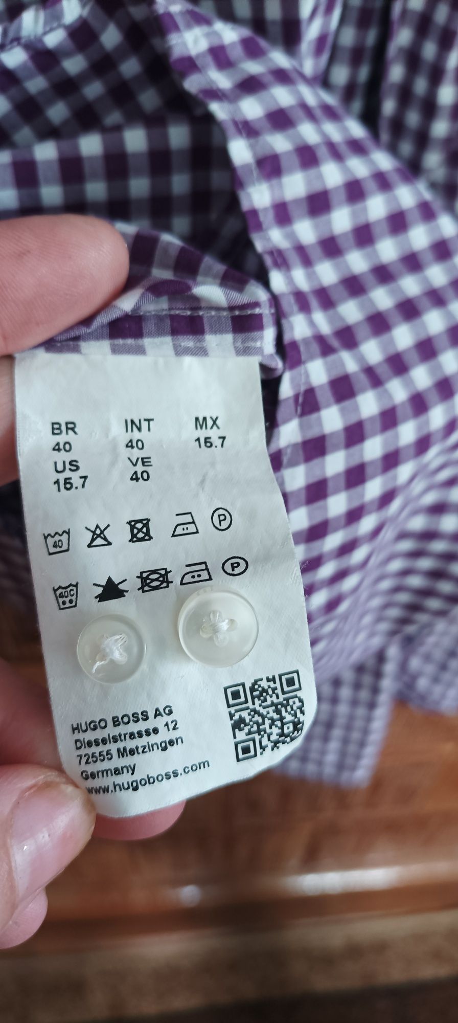 Elegancka koszula męska  w kratkę Hugo Boss slim fit rozmiar 40