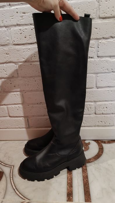 Зимові шкіряні ботфорти