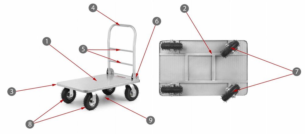 Wózek magazynowy platformowy HIGHER 500 kg – II gatunek Outlet