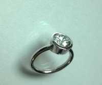 Srebrny pierścionek z moissanitem  3 ct (+ )  r. 16 (16.5) , VVS1