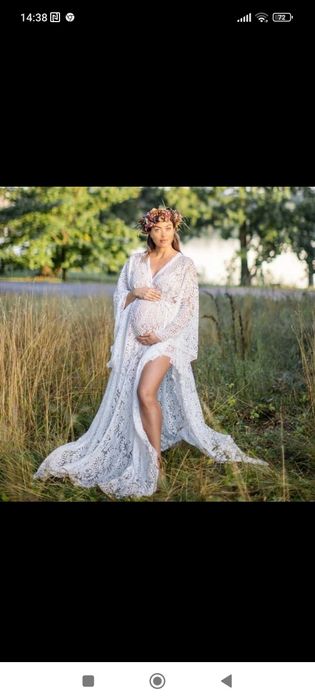 Suknia boho koronka sesja zdjęciowa ciążowa uniwersalna