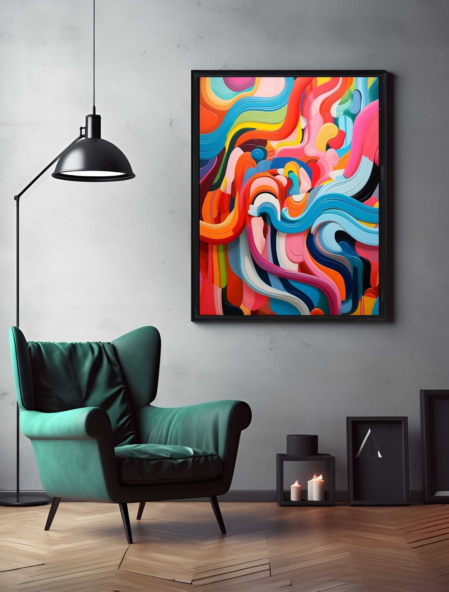 Plakat na Ścianę Obraz Abstrakcja Kolorowe Węże Sztuka 40x60 cm