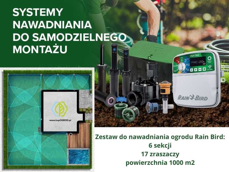 Zestaw do nawadniania ogrodu RAIN BIRD 17 zraszaczy PROJEKT 1000 m2