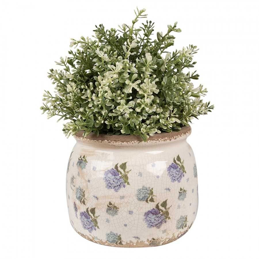Donica osłonka ceramiczna w hortensje 16x13cm.  6CE1639M