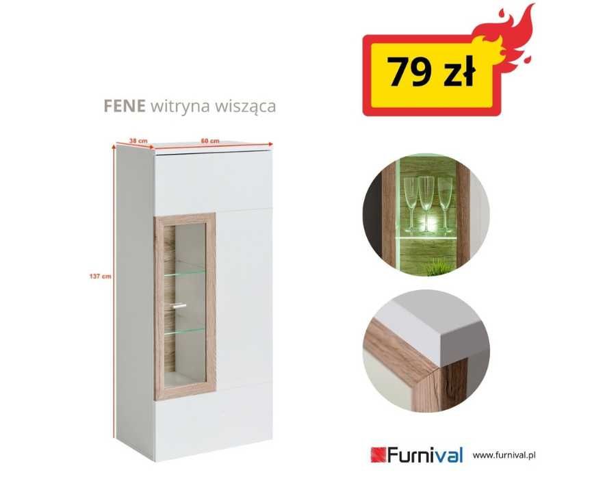 FENE T2 SZAFKA WISZĄCA biały/san remo jasne