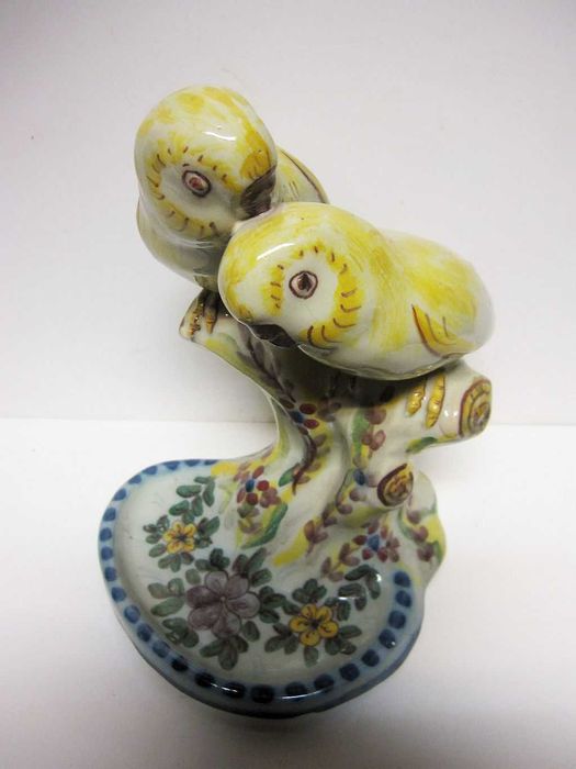 para restauro: rara escultura de pássaros em faiança Stª Anna de 1944