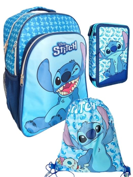 Zestaw plecak szkolny worek piórnik z wyposażeniem Stitch