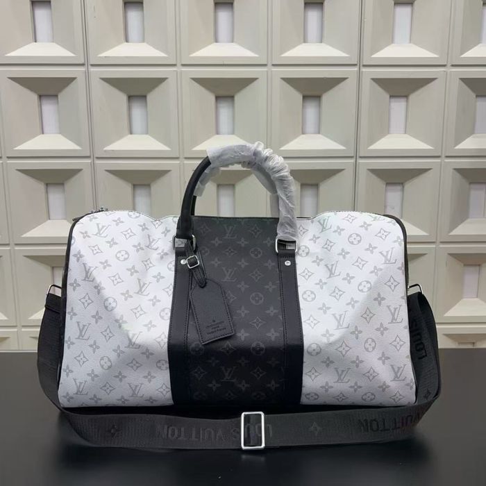 Louis Vuitton Keepall сумка мужская спортивная белая с черным дорожная