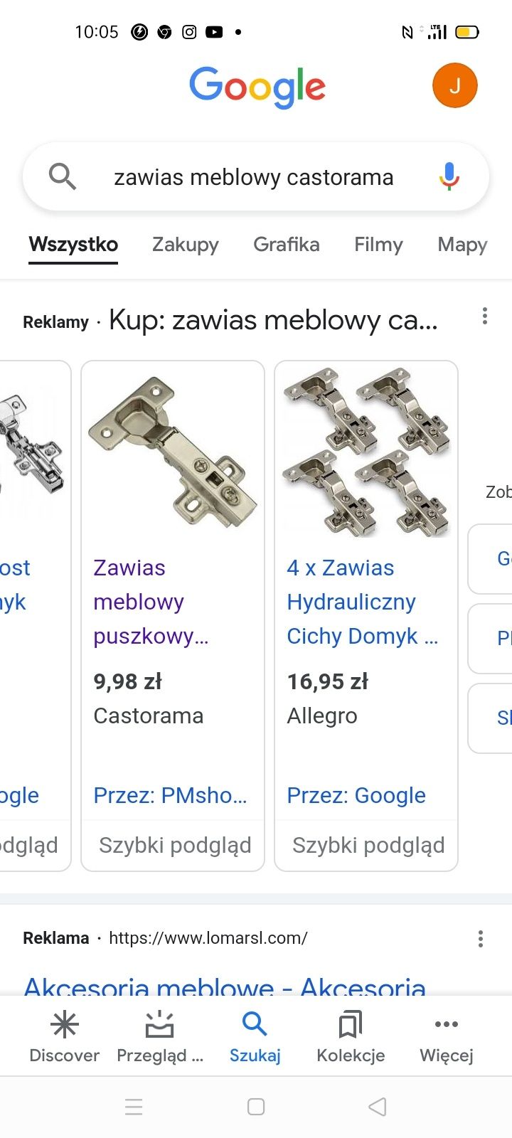 Zawias meblowy. Nowe