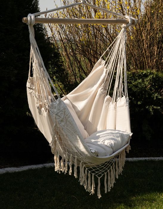 Krzesło Brazylijskie Fotel Wiszący Huśtawka Hamak Ogrodowy Kokon XXL