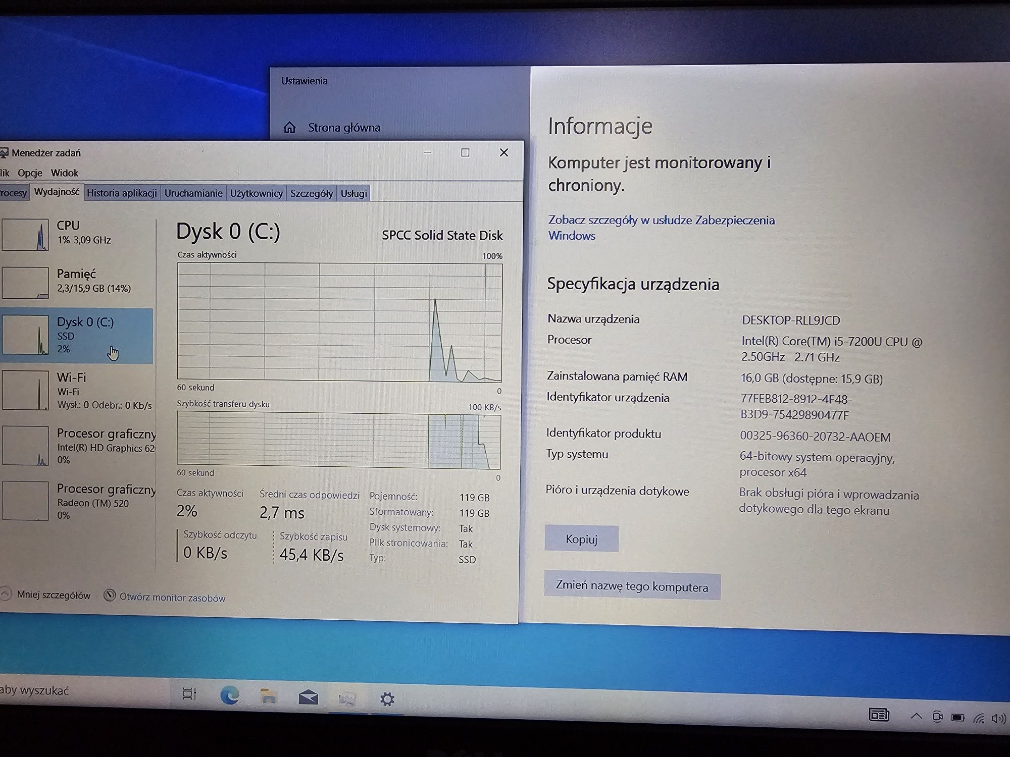 Laptop Dell Inspiron 15 I5-7gen grafika Radeon 16GB RAM SSD nowa bater