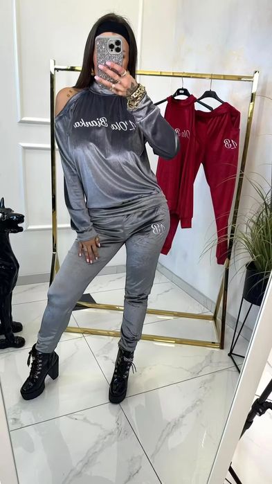Dres Lola Bianka dres welurowy szary