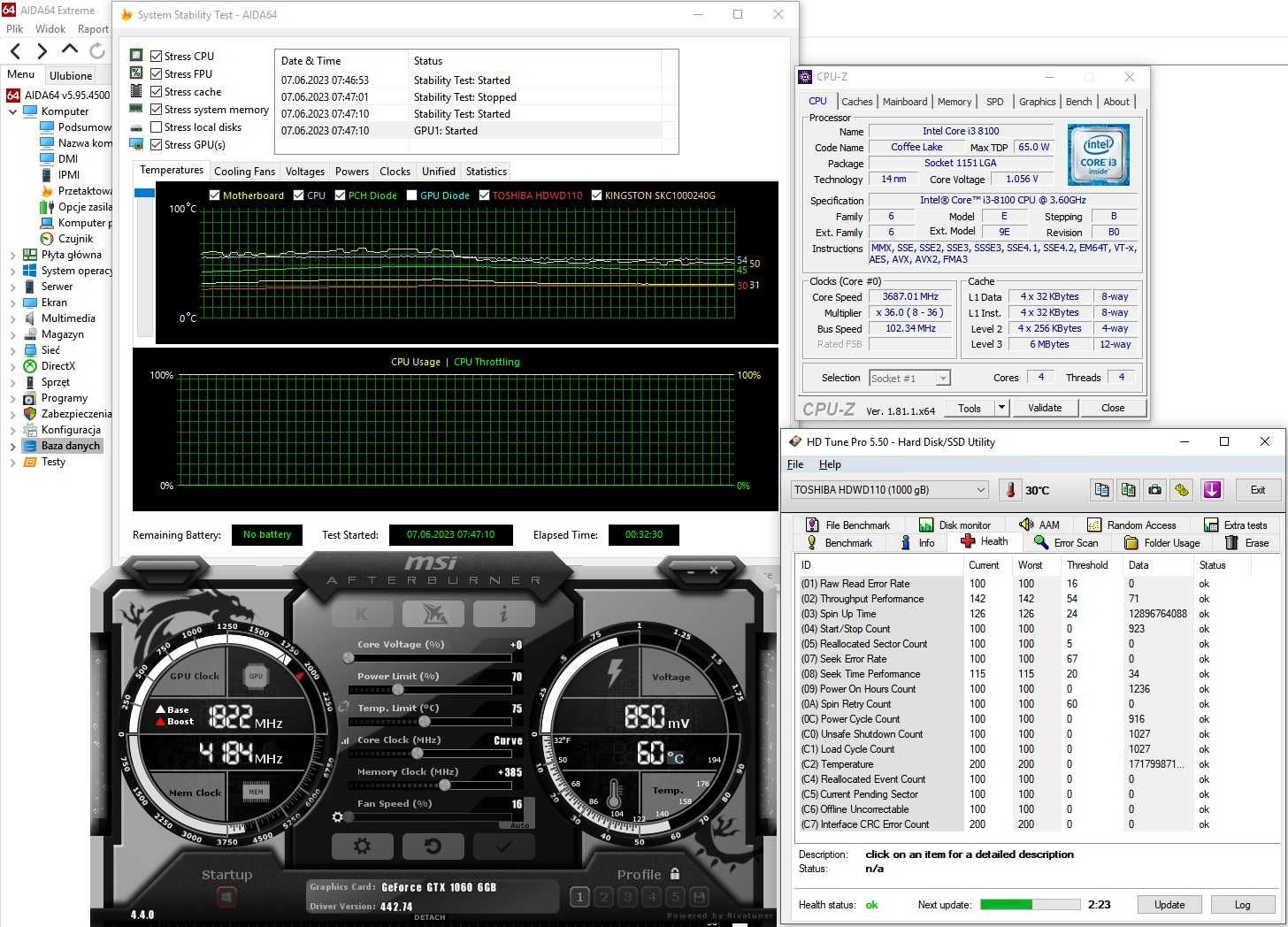 Mocny Komputer Stacjonarny do gier  i3-8100; GTX 1060; Z370; 16GB