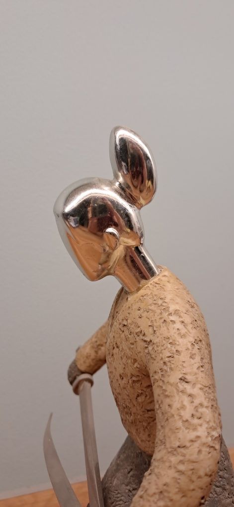 Unikat figurka rzeźba Samuraj metal art deco