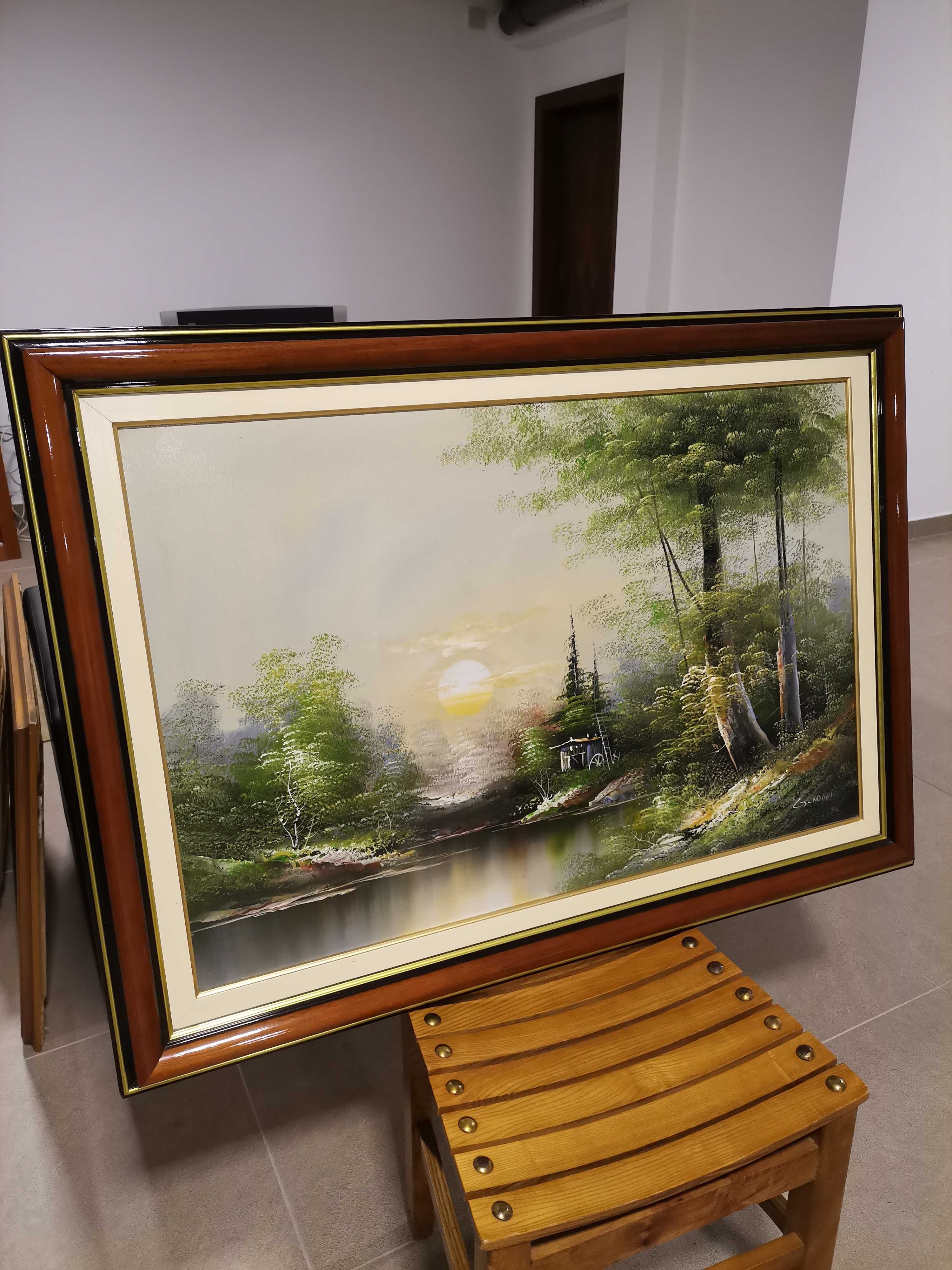 Pintura a óleo com moldura