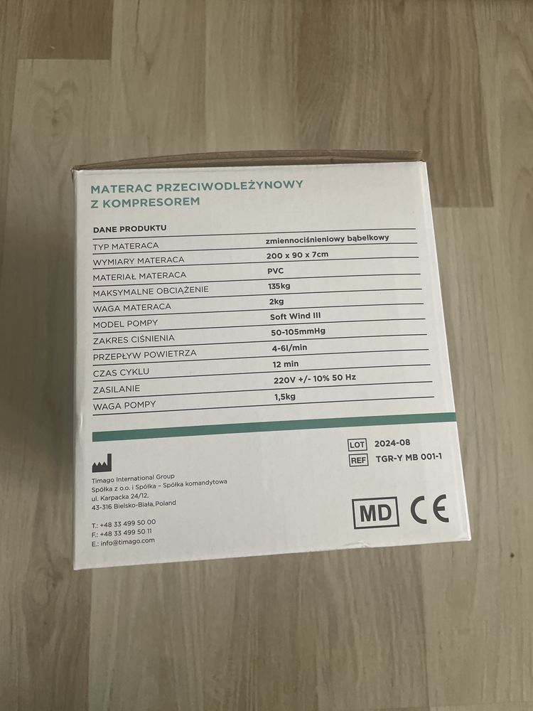 Materac przeciwodlezynowy z kompresorem