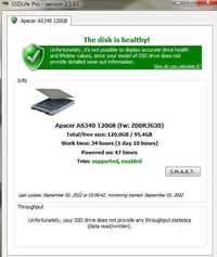 SSD Apacer AS340x - 120Gb - Жесткий диск  (HDD) - 2.5" - как Новый !