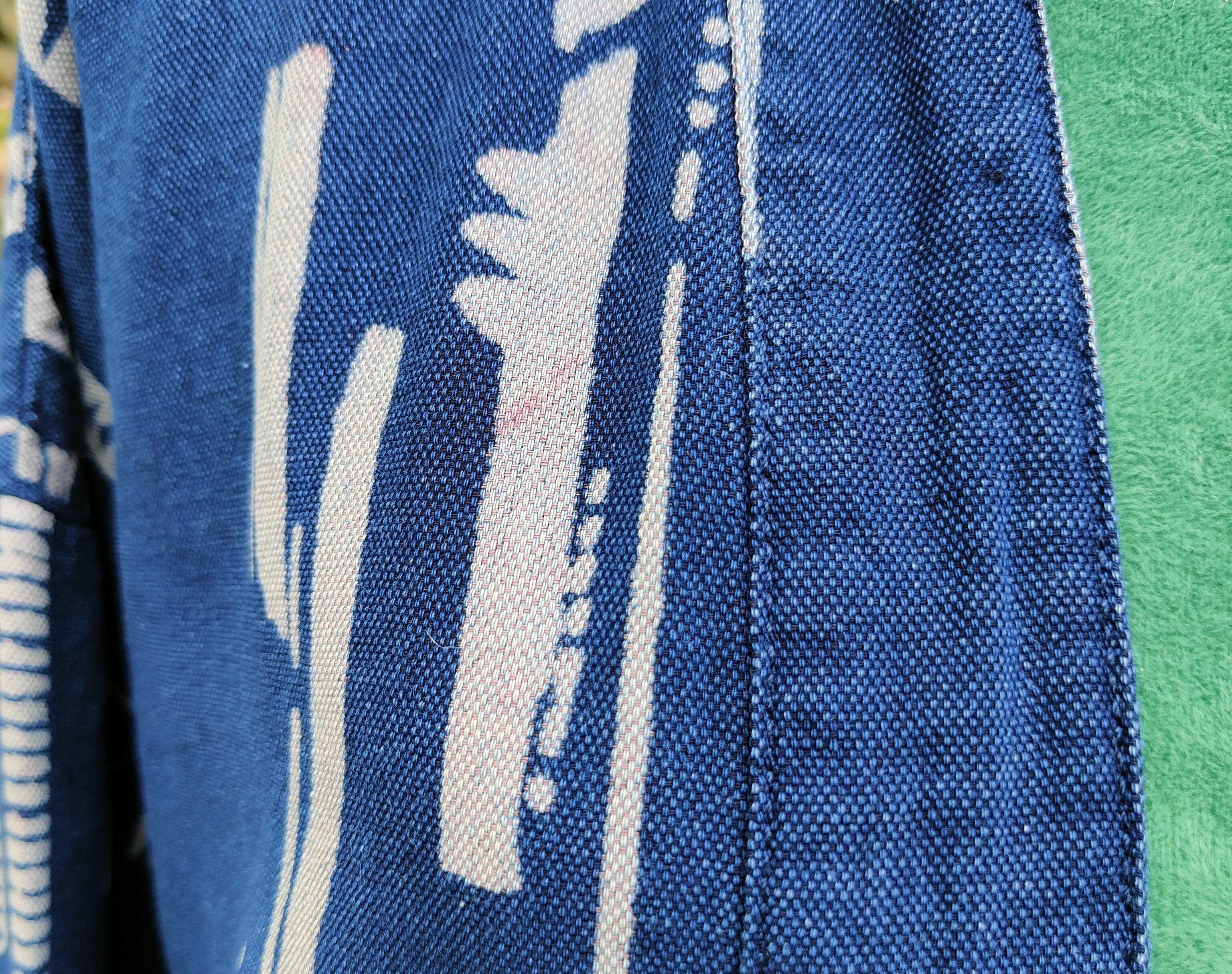 Niebieska granatowa narzutka Pull&Bear boho bohemian bawełna kurtka