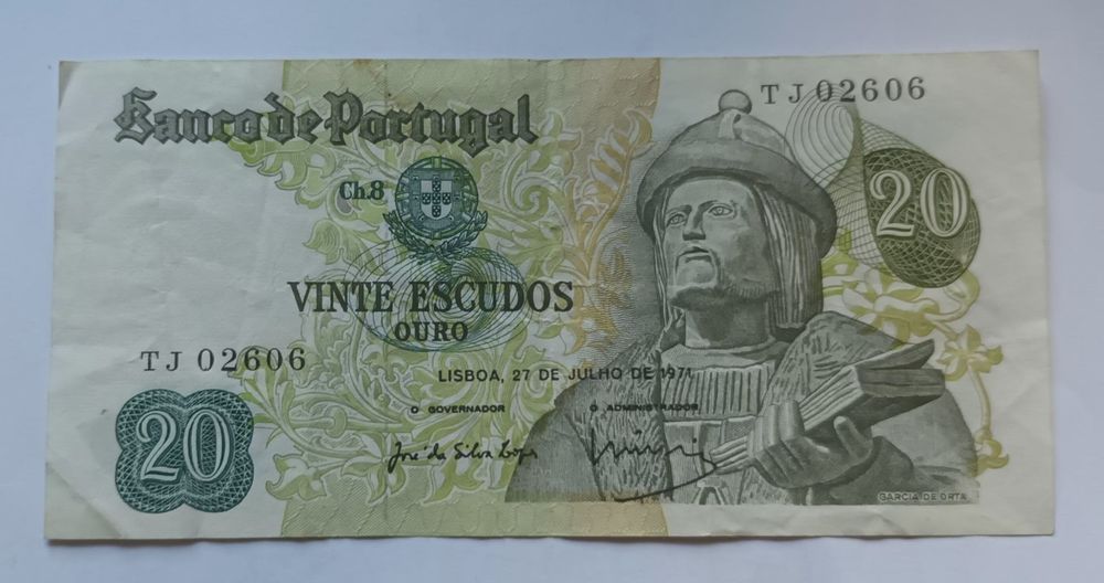 Nota 20 escudos República portuguesa