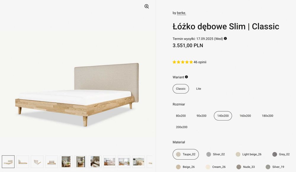 Łóźko dębowe Berke 140x200