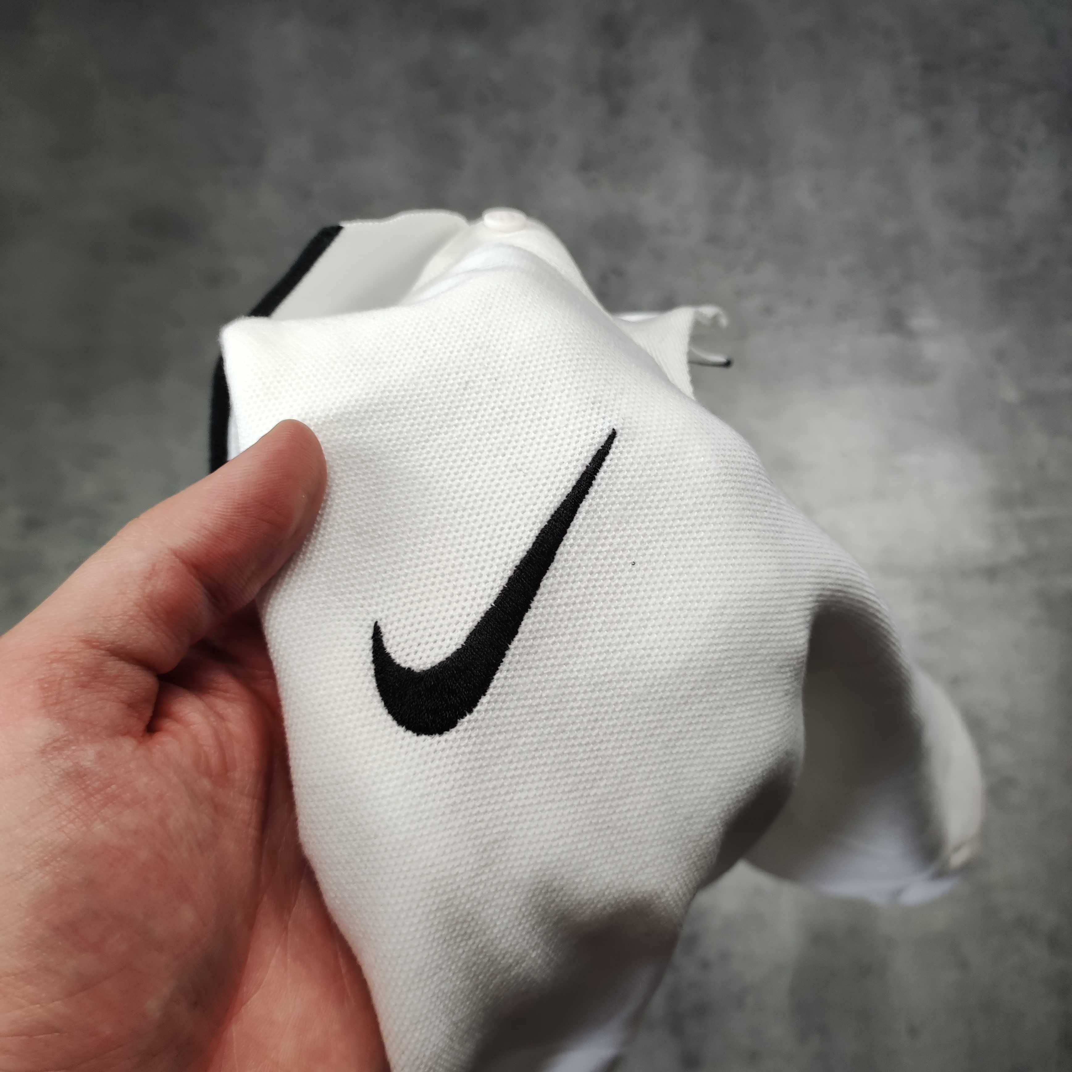 MĘSKA Elegancka Sportowa Bawełna Koszulka Polo Kołnierzyk Biała Nike