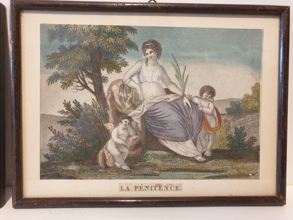 Par de lindas antigas litografias francesas