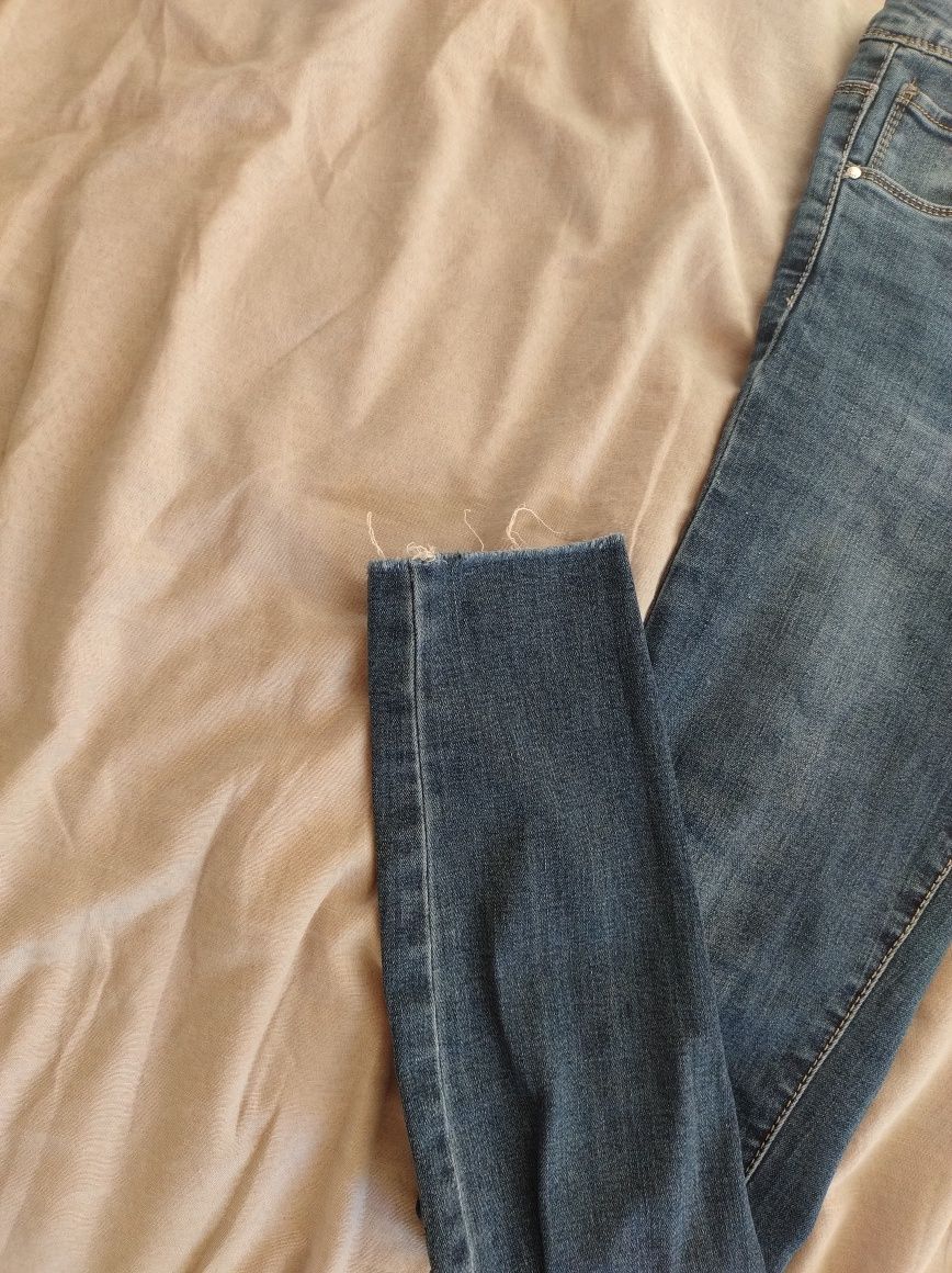 Skinny jeans rurki jeansy granat wysoki stan