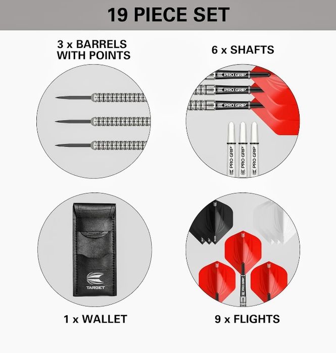 Lotki do darta ( steel ) 23 gr, 80% .Target Darts Artemis Zestaw rzute