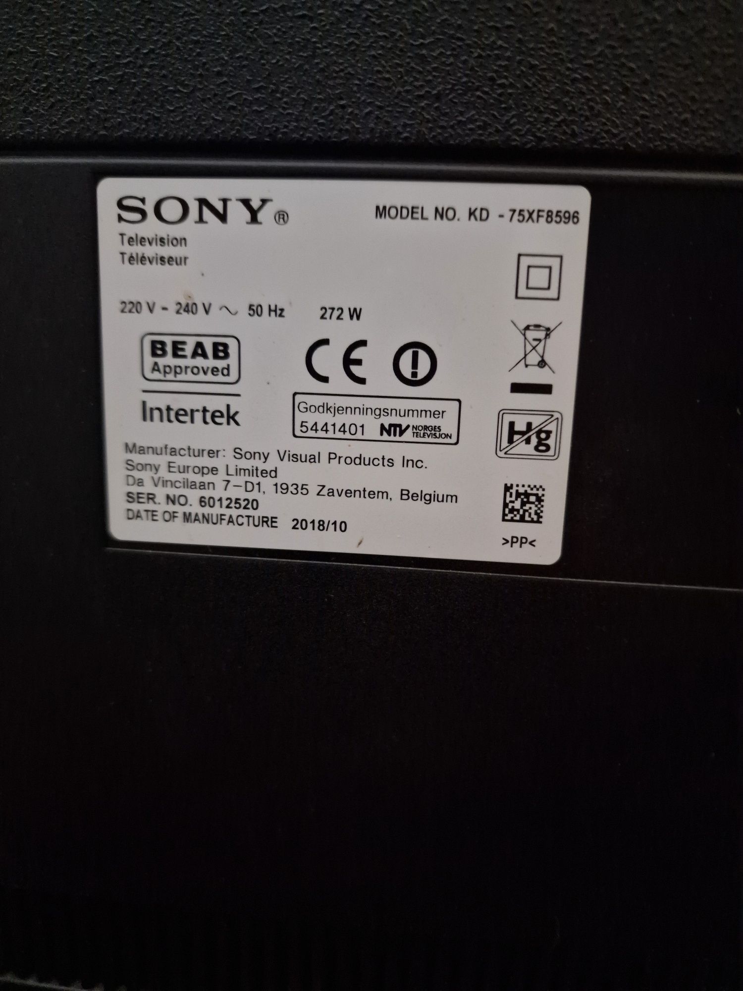 Tv Sony KD-75XF8596