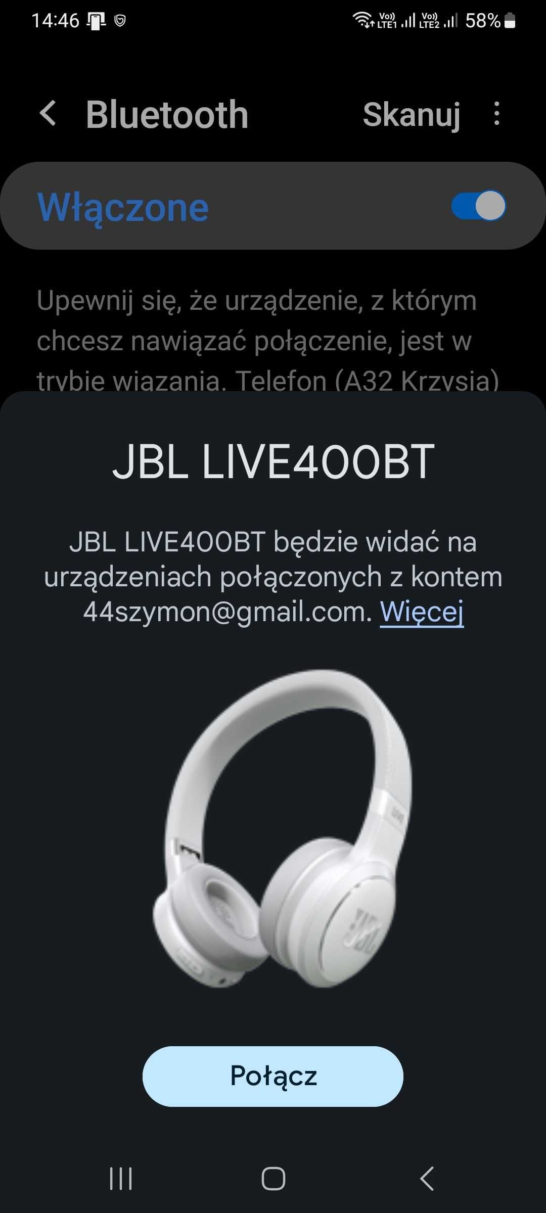 Słuchawki bezprzewodowe JBL Live 400 BT