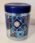 Słoik Excelsa Maiolica Blue z pokrywką, 800 ml, szkło