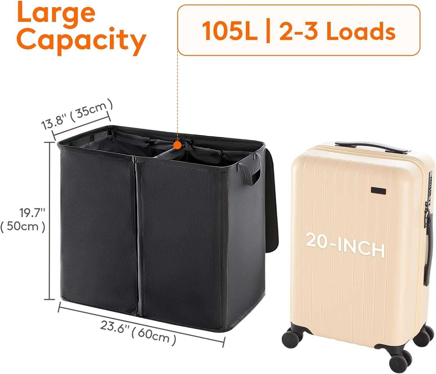 Nowy kosz na pranie /składany pojemnik /organizer / sorter 105L !3863!
