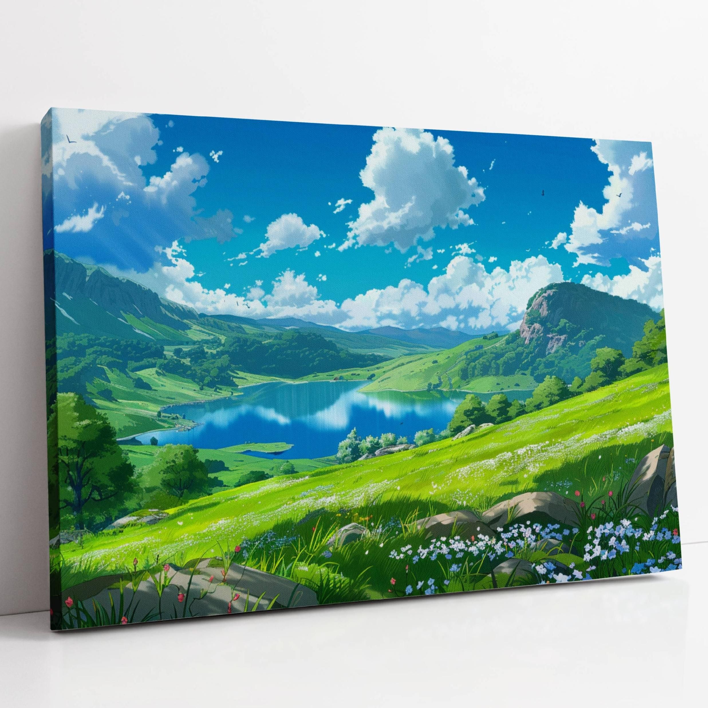 Malowniczy obraz na płótnie "Łąka nad jeziorem" 120x80 cm