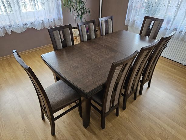 Stół rozsuwany, do jadalni, 8 krzeseł Długość 176 - 278 cm