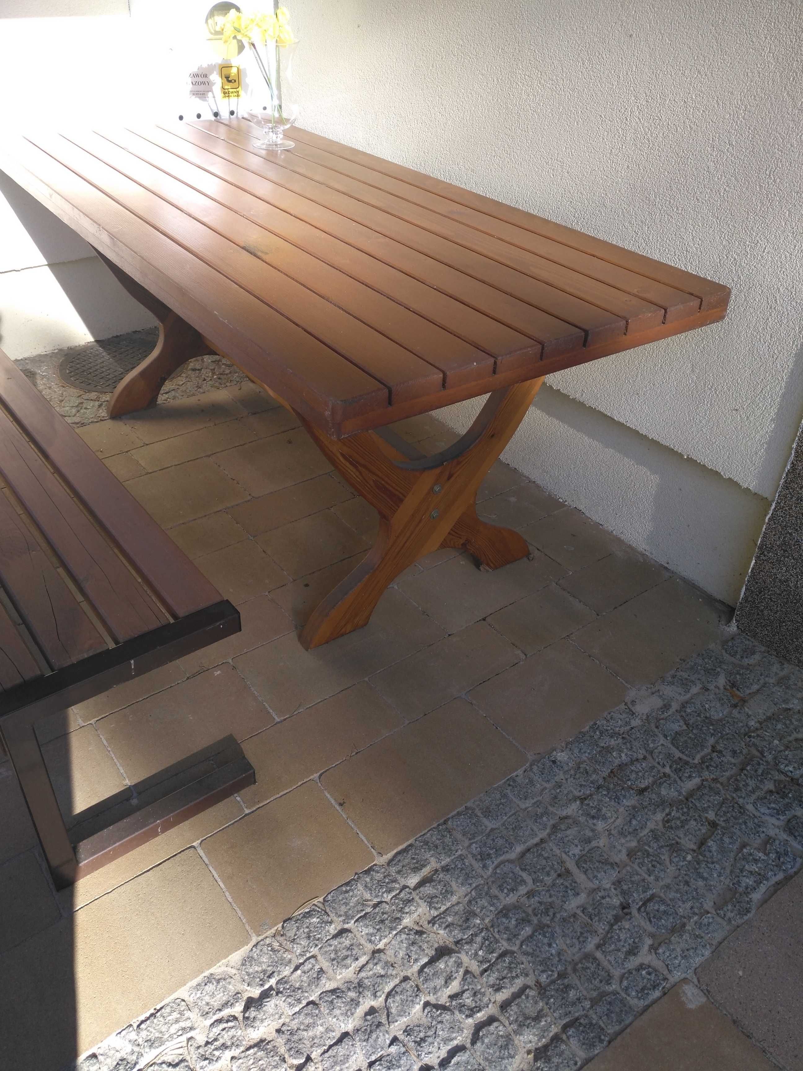 Na taras solidny stół z drewna świerkowego+ławeczka