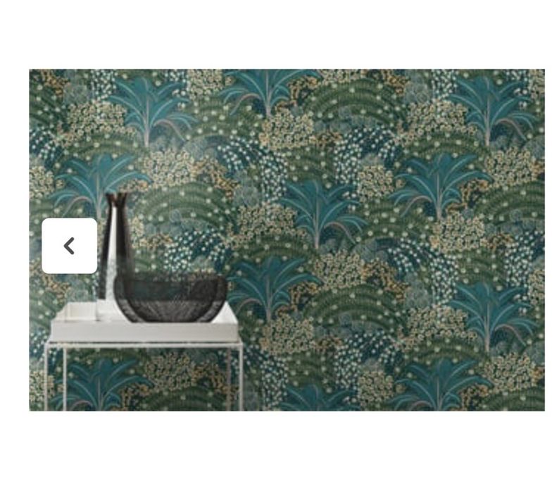 Tapeta Liście zielono-granatowa winylowa na flizelinie