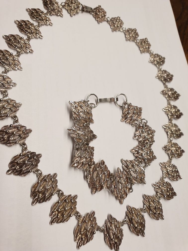 duży naszyjnik i bransoleta i srebro 925